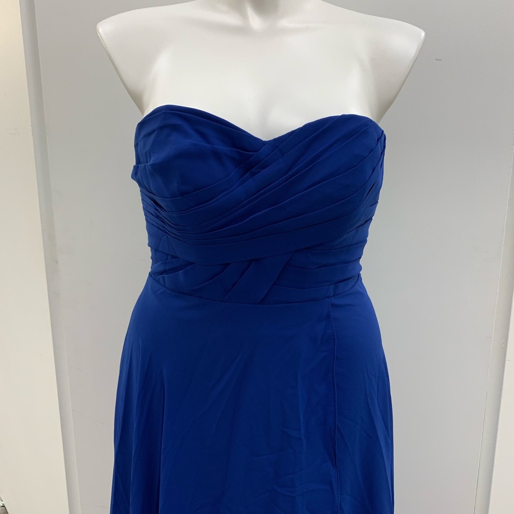 Royal blue halter dress.
